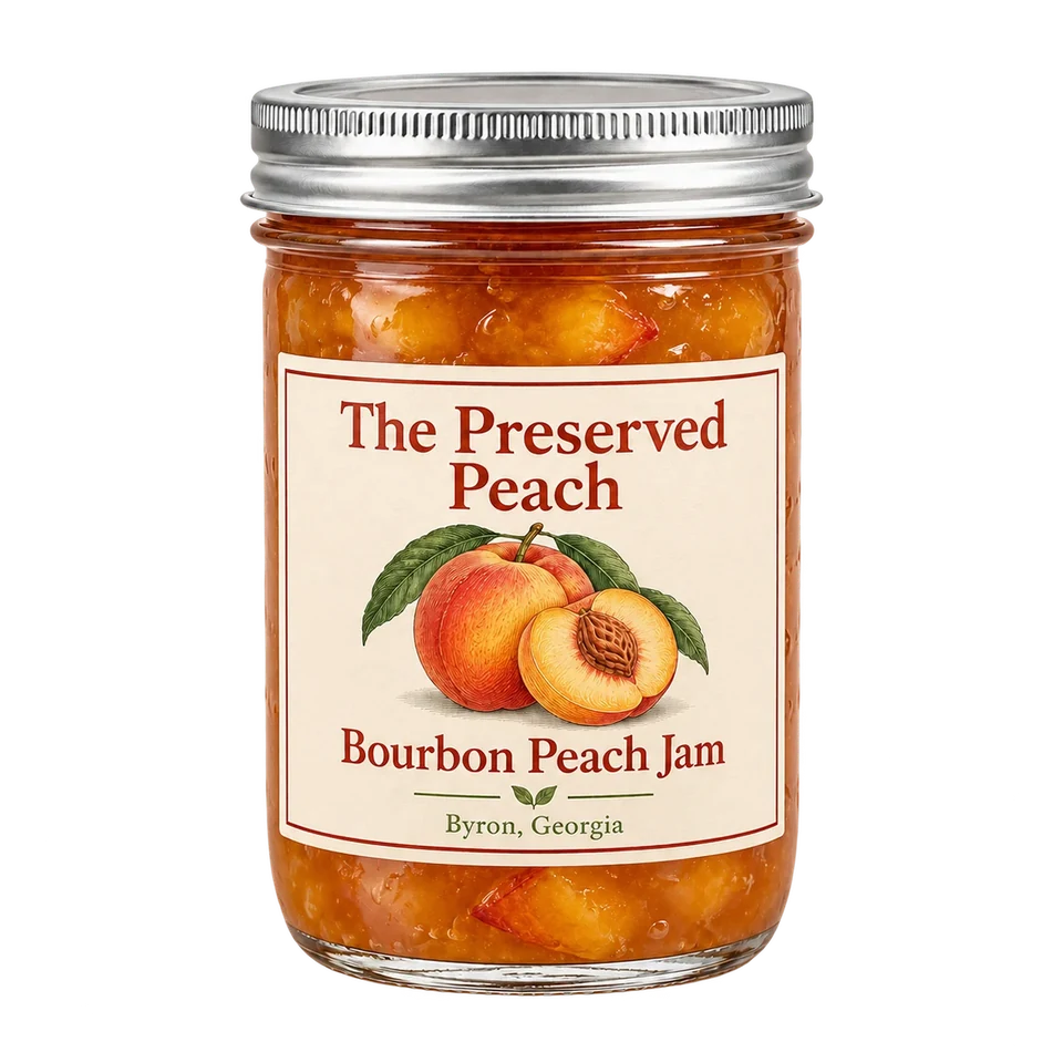 Bourbon Peach Jam — illustrative jar image